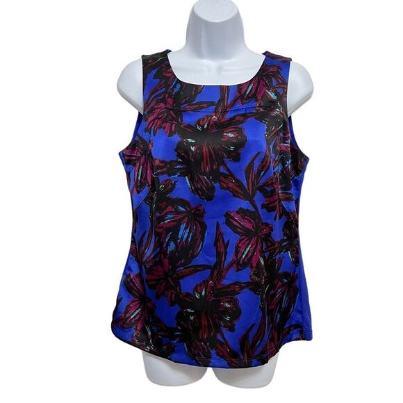 Ann Taylor Blue Floral Tank Shell Blouse NWT Medium Petite - Picture 1 of 6